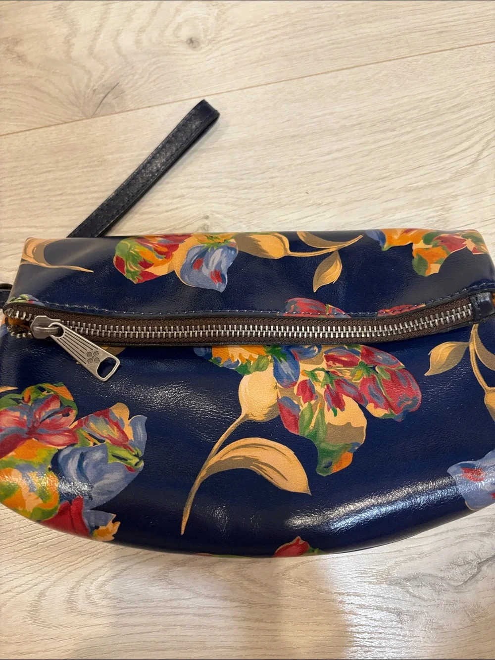 Patricia Nash Navy Floral Wristlet Clutch with Multicolor Blooms